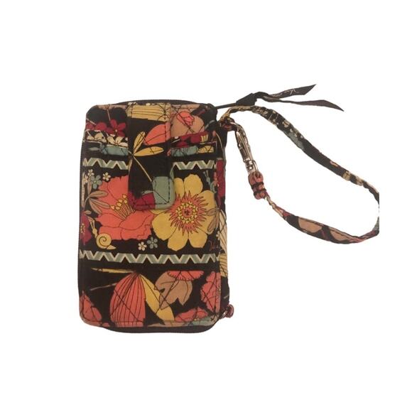 Vera Bradley Happy Snails Floral Print Zip Around Wristlet Phone Wallet - Picture 1 of 5